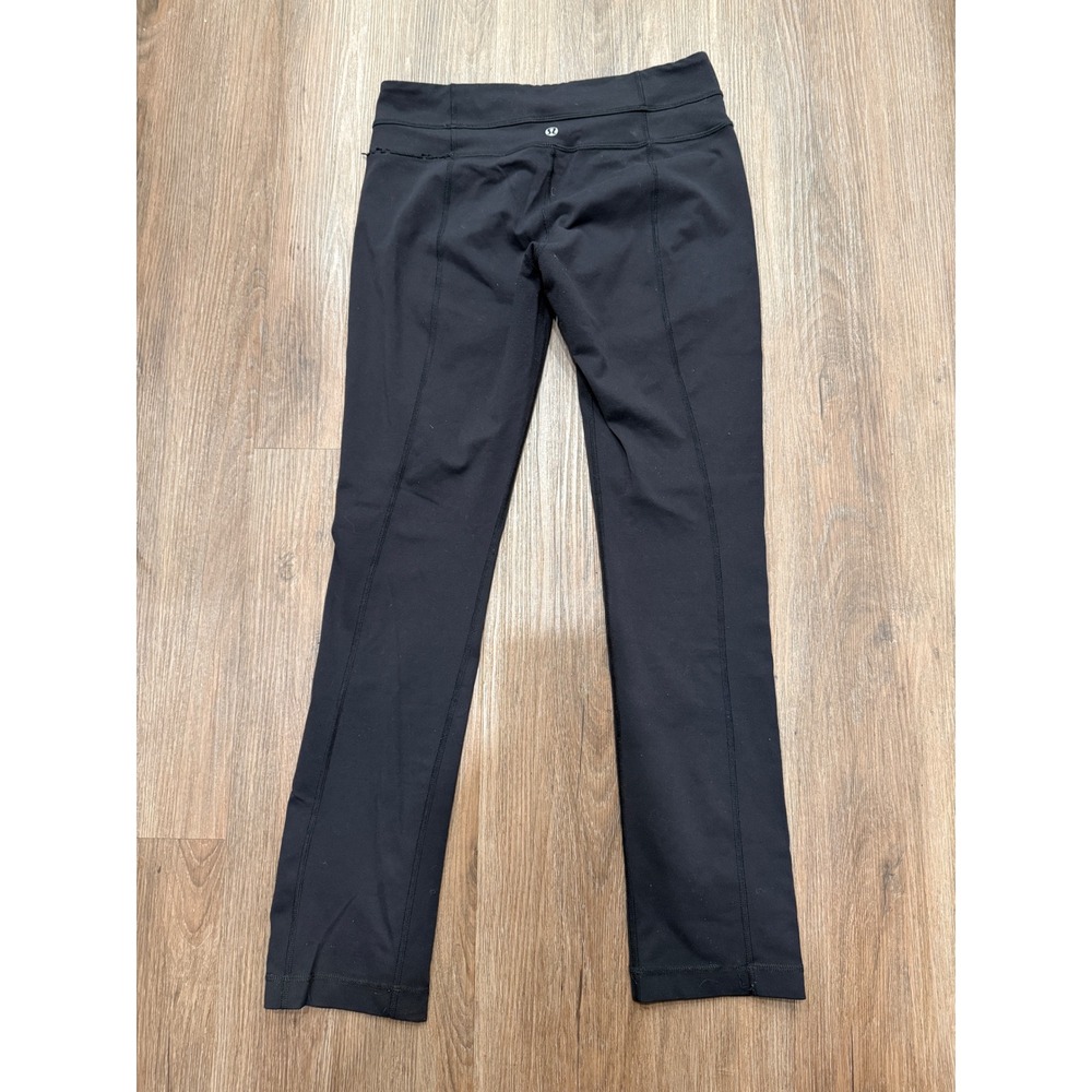 Lululemon Black Seamed Athletic‎ Yoga Leggings Pants Size 6 Mid Rise 27 Inseam